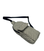 Off White Herringbone Pure Cotton Crossbody Bag - Image 2