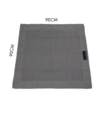 Ash Gray Solid Herringbone Bordered Pure Cotton Table Cloth - Image 3