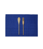 Royal blue Solid Yarn-Dyed Cotton Ribbed Placemat - Image 2