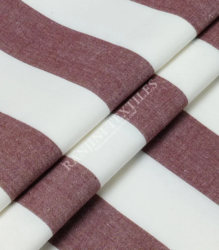 Maroon/ White Block Striped Yarn Dyed Pure Cotton Upholstery Fabric 100% Cotton Upholstery Fabric Manufacturer